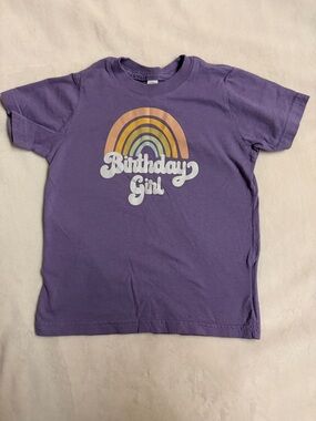 Purple 'Birthday Girl' Tee with Rainbow Graphic